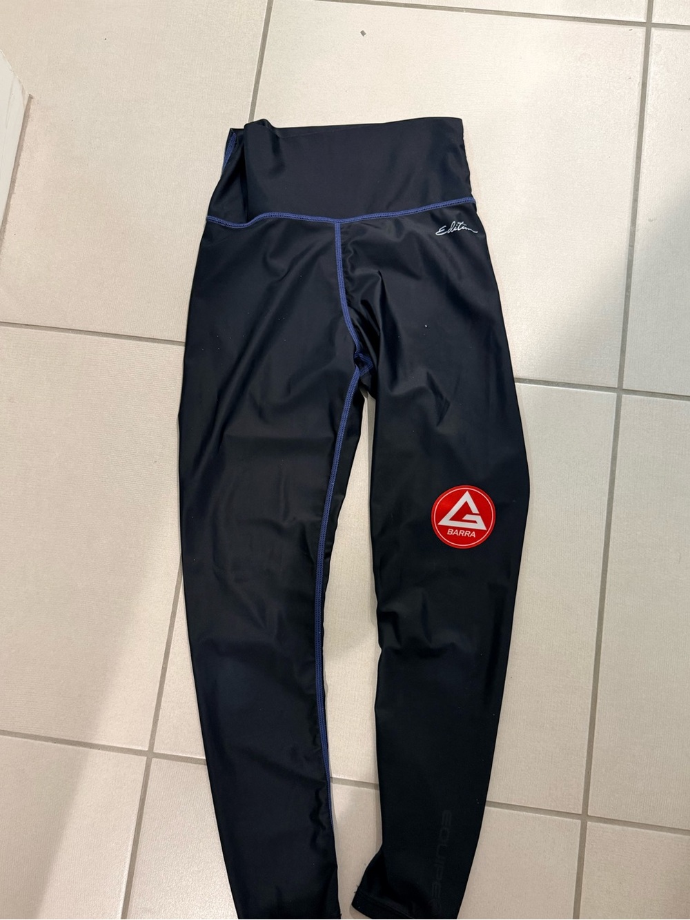 Men’s Black Swim Tights with Blue Piping
